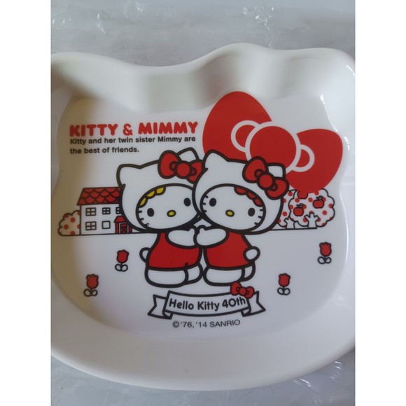 NEW Sanrio Hello Kitty 40th Anniversary KITTY AND MIMMY Plate Rare Plate Dish - Picture 3 of 11